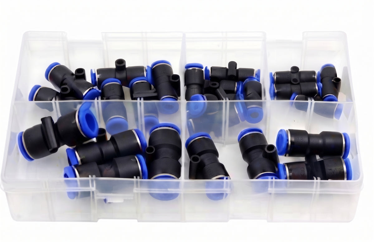 24pcs Assorted Box of Push Fit Connectors – Metric Pneumatic Speed Fit | Push Fit Connectors Metric (4–12mm)