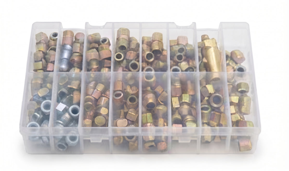 186pcs Assorted Brake Pipe Nuts & Connectors Set – Copper | UNF & Metric Fittings | Partitioned Box