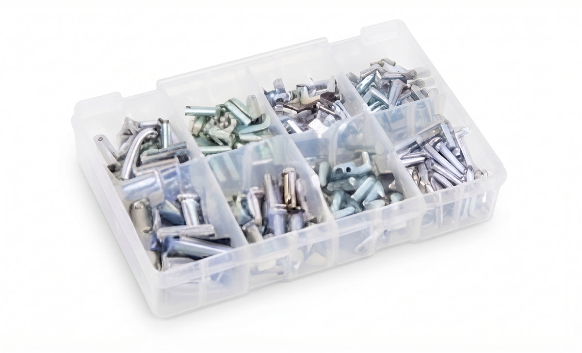 200pcs Assorted Clevis Pins Set – Bright Zinc Plated (BZP) | BS1574 Standard | Partitioned Box