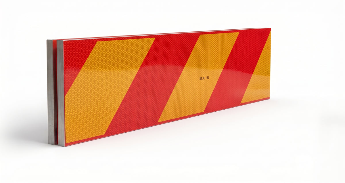 2x Universal Rear Marker Board Type 2/3 Aluminium Backed 700mm x 140mm HGV Pair