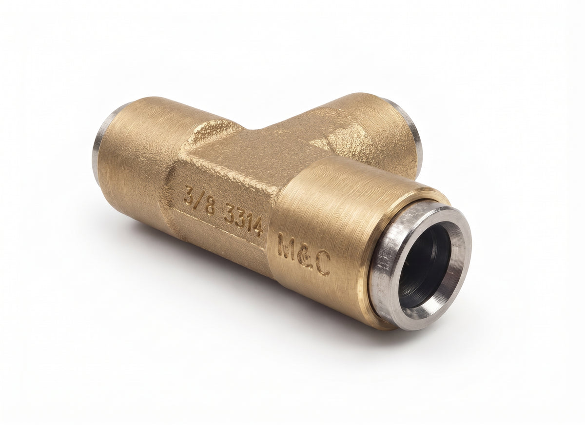 Brass Push Fit T-Piece Connectors – 3-Way Push-Fit Coupling | Fleetfit (Norgren)