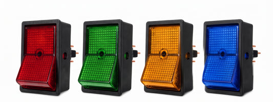 Illuminated Rocker Switch - ON/OFF, 16A 12V, 12.5mm Panel Mount
