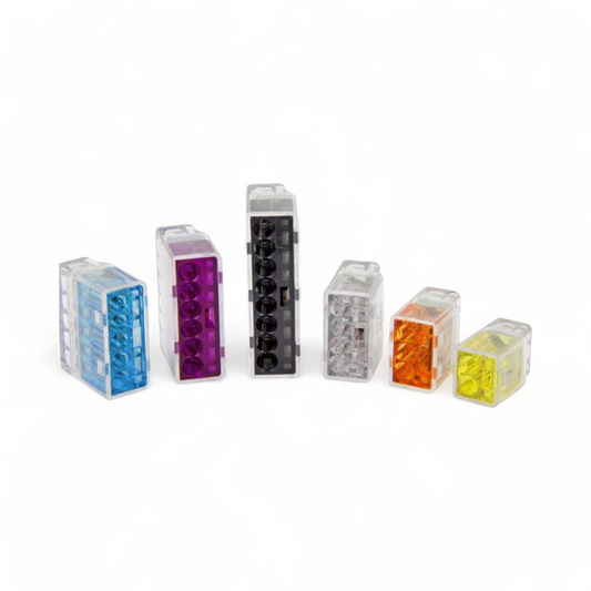 HELACON Plus Mini Wire Connectors – Push-In Electrical Cable Block Terminal | 2–8 Way Options