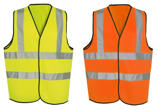Hi Vis Safety Vest Waistcoat – Class 2 High Visibility Workwear | Yellow or Orange | 2 Band & Brace
