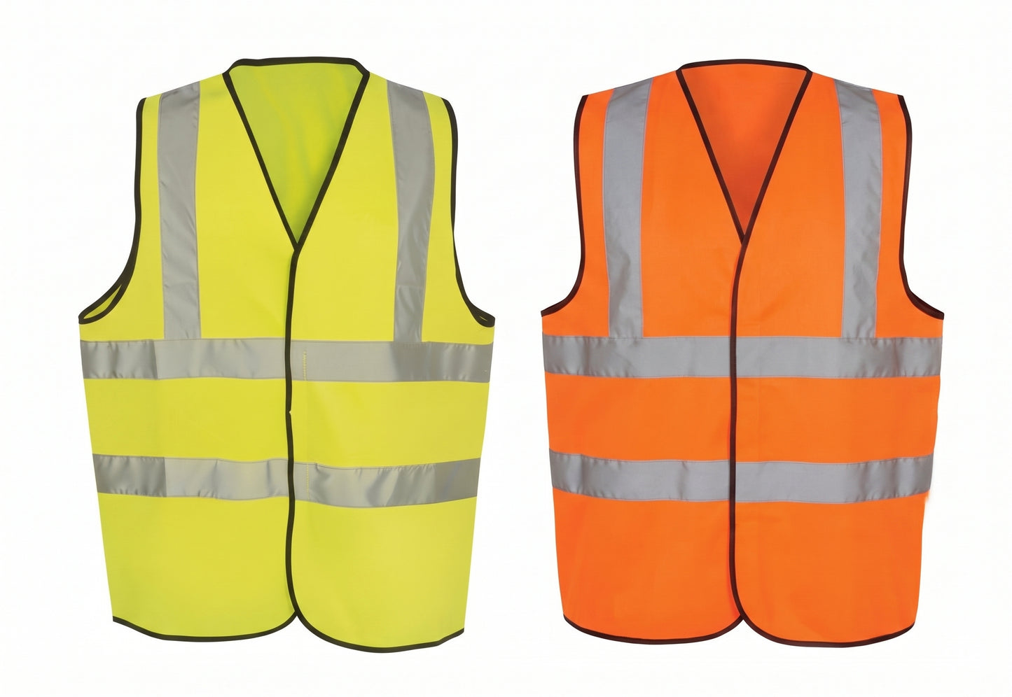 Hi Vis Safety Vest Waistcoat – Class 2 High Visibility Workwear | Yellow or Orange | 2 Band & Brace