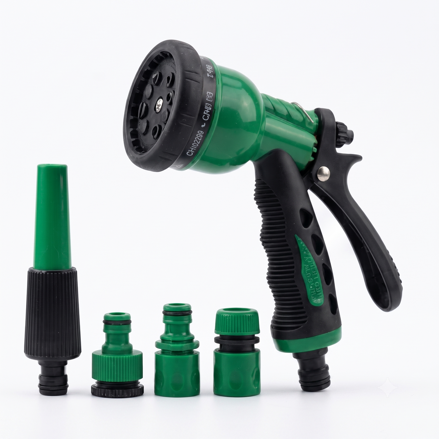 Garden Hose Spray Gun & Fittings Set – 10 Pattern Watering Nozzle