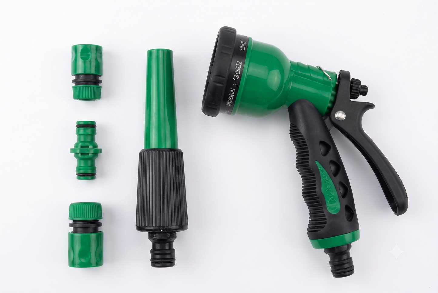 Garden Hose Spray Gun & Fittings Set – 10 Pattern Watering Nozzle