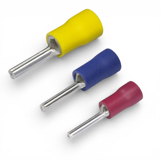 Insulated Pin Terminals (9mm–14mm) – Electrical Crimp Connectors | Colour Coded | Multiple Quantities