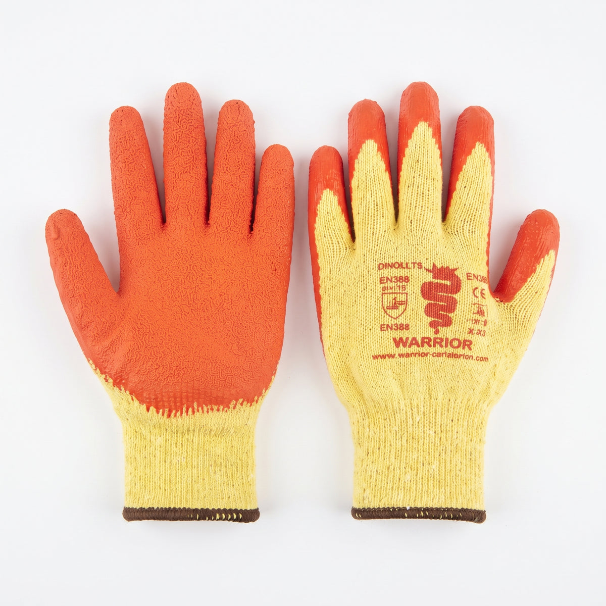 Latex Coated Work Gloves Orange Rubber Dipped Grip Builder Gardening Safety Gloves