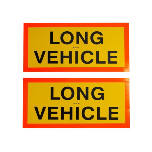2x Universal Rear Marker Board LONG VEHICLE Pair Aluminium Backed 525mm x 250mm