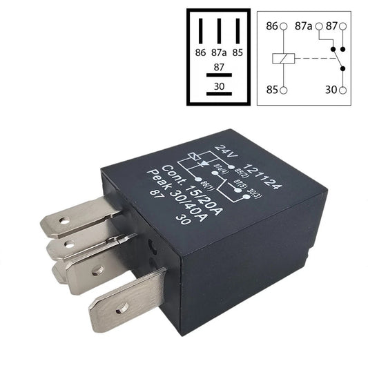 Micro Relay 5 Pin 24V 20A + Diode - Changeover, Truck, Van & Marine