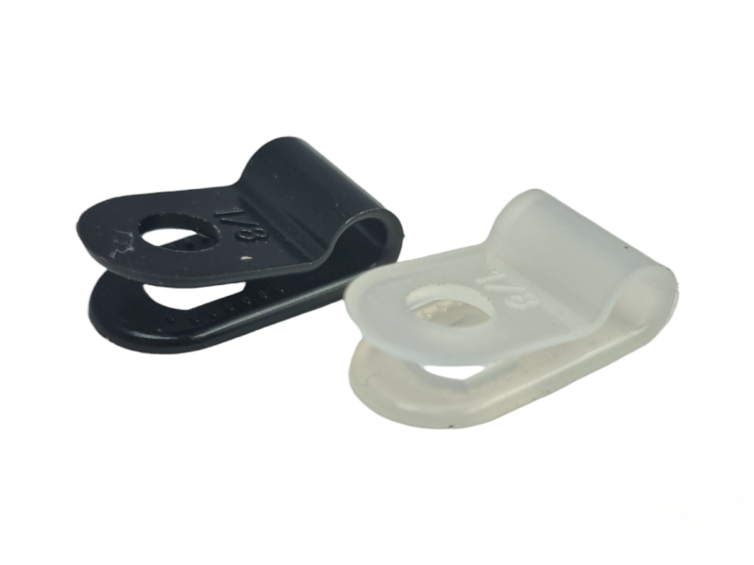 Nylon P Clips Black & White Plastic Cable Clamps for Wiring Tubing & Cable Management