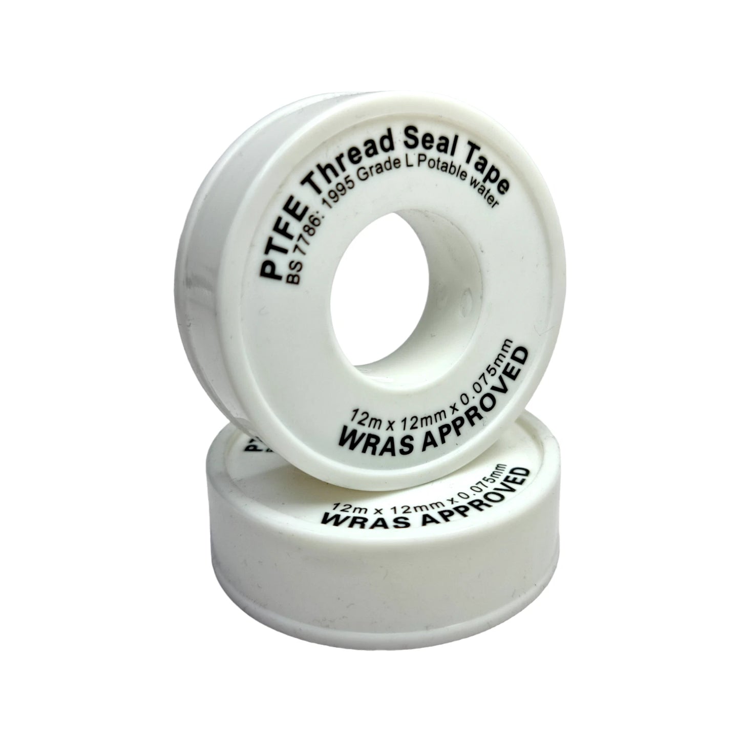 PTFE Thread Seal Tape (Water) – White WRAS-Approved Plumbers Tape 12mm x 12m