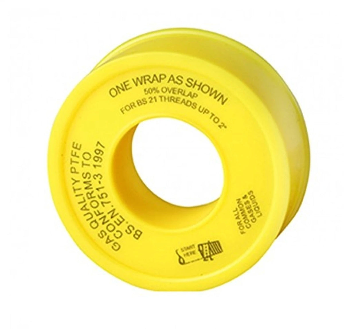 PTFE Thread Seal Tape (Gas) – Yellow High-Density Gas & Hot Water Tape 12mm x 5m