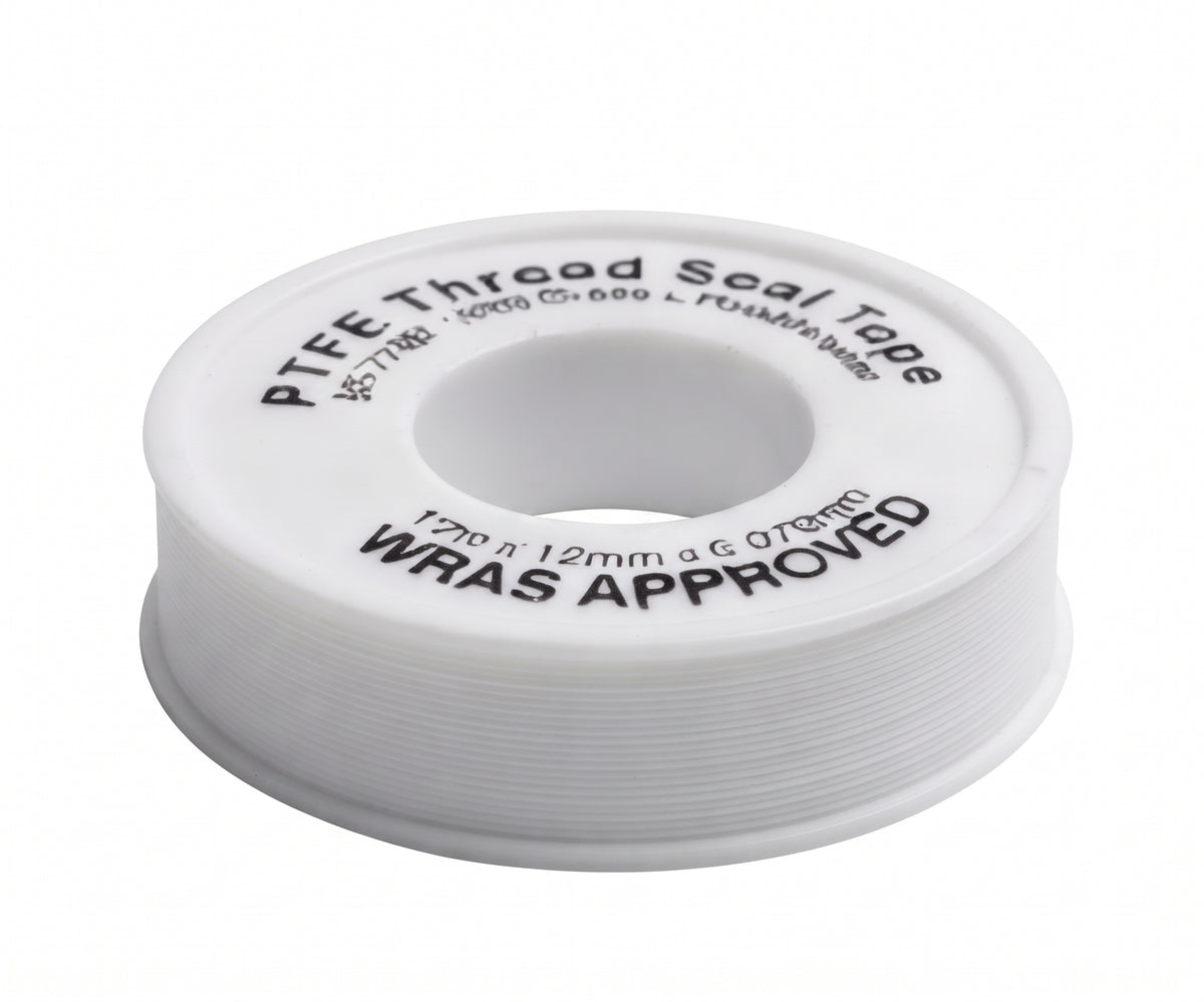 PTFE Thread Seal Tape (Water) – White WRAS-Approved Plumbers Tape 12mm x 12m