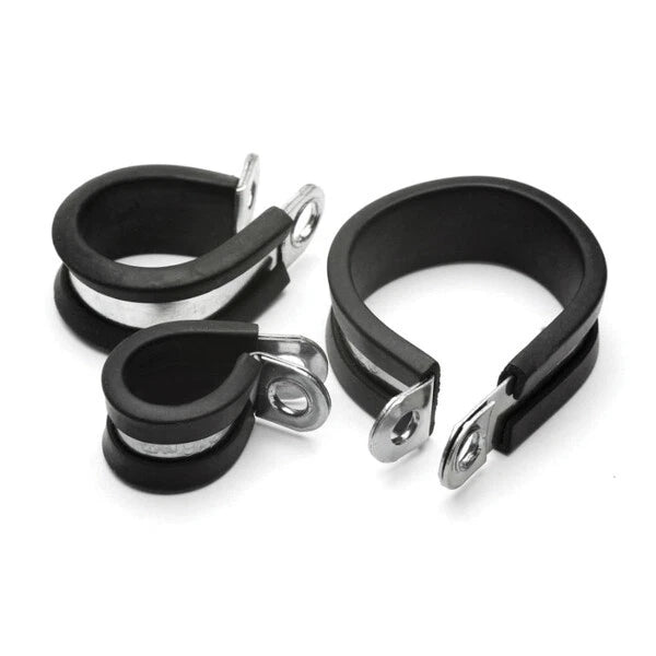 Rubber Lined P Clips – W4 Stainless Steel Hose Pipe & Cable Mounting Clips (5mm–50mm)
