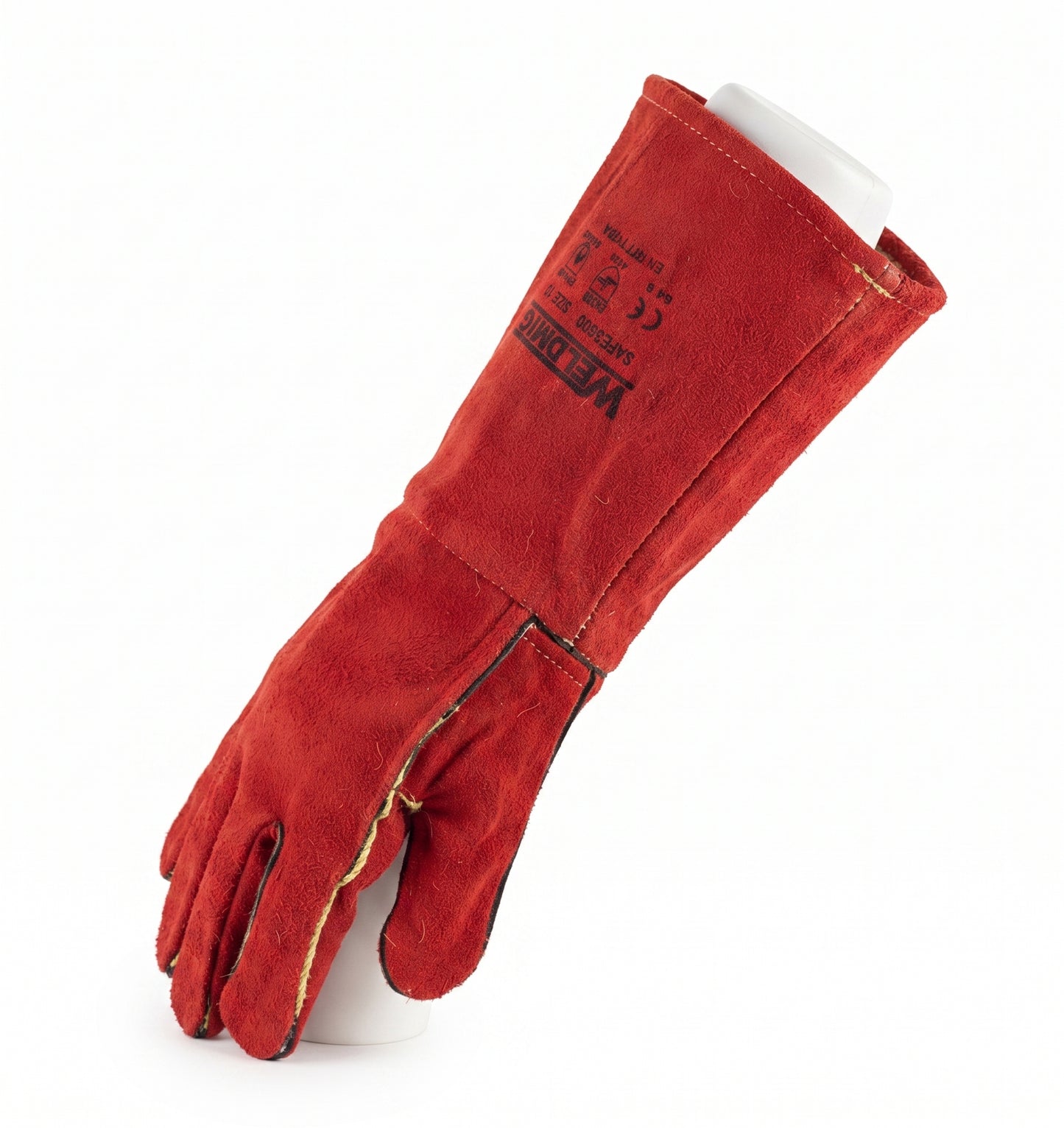 Red Superior MIG Welding Gauntlets Heat Resistant Leather Protective Gloves – Size 10 Heavy Duty