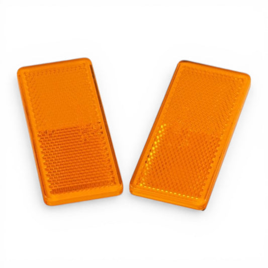 2x Self-Adhesive Amber / Orange Rectangular Trailer Reflectors 94mm x 44mm Road Legal