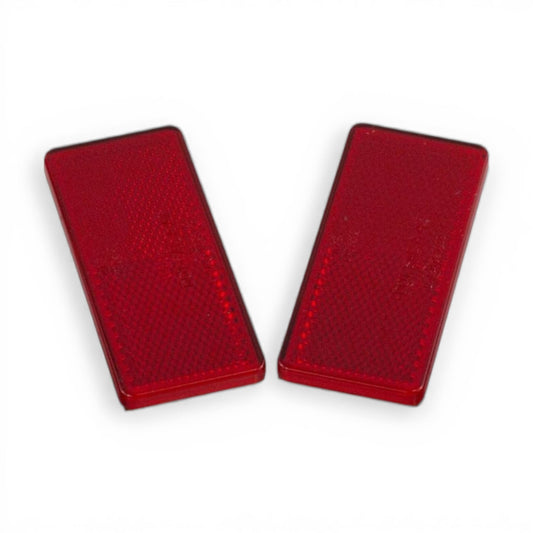 2x Self-Adhesive Red Rectangular / Oblong Trailer Reflectors 94mm x 44mm Road Legal