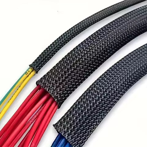 Expandable Braided Sleeving – Black Polyester Wire Protection