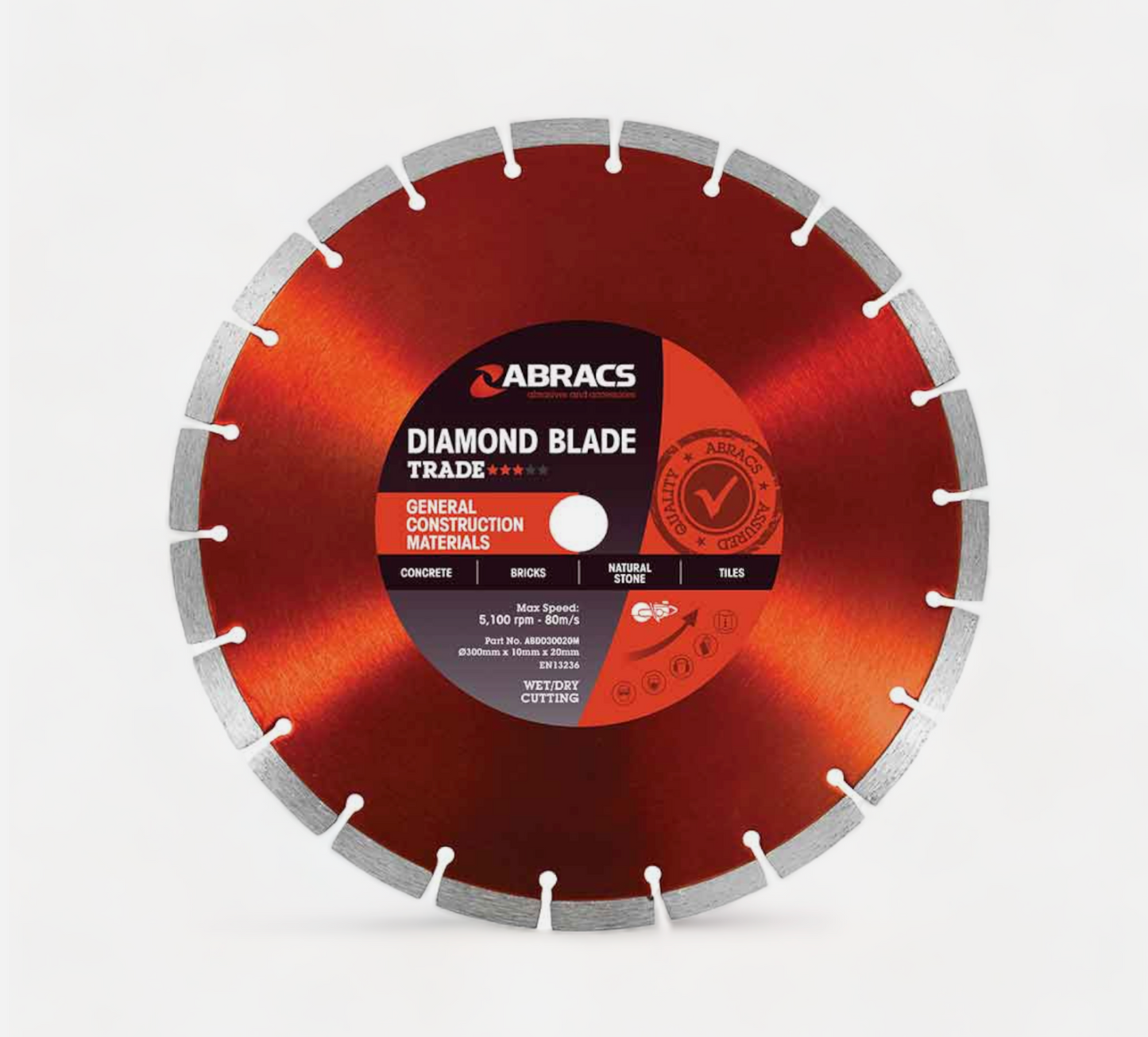 Abracs Diamond Cutting Discs – 115mm, 125mm, 230mm & 300mm | Angle Grinder Blades for Masonry & Stone