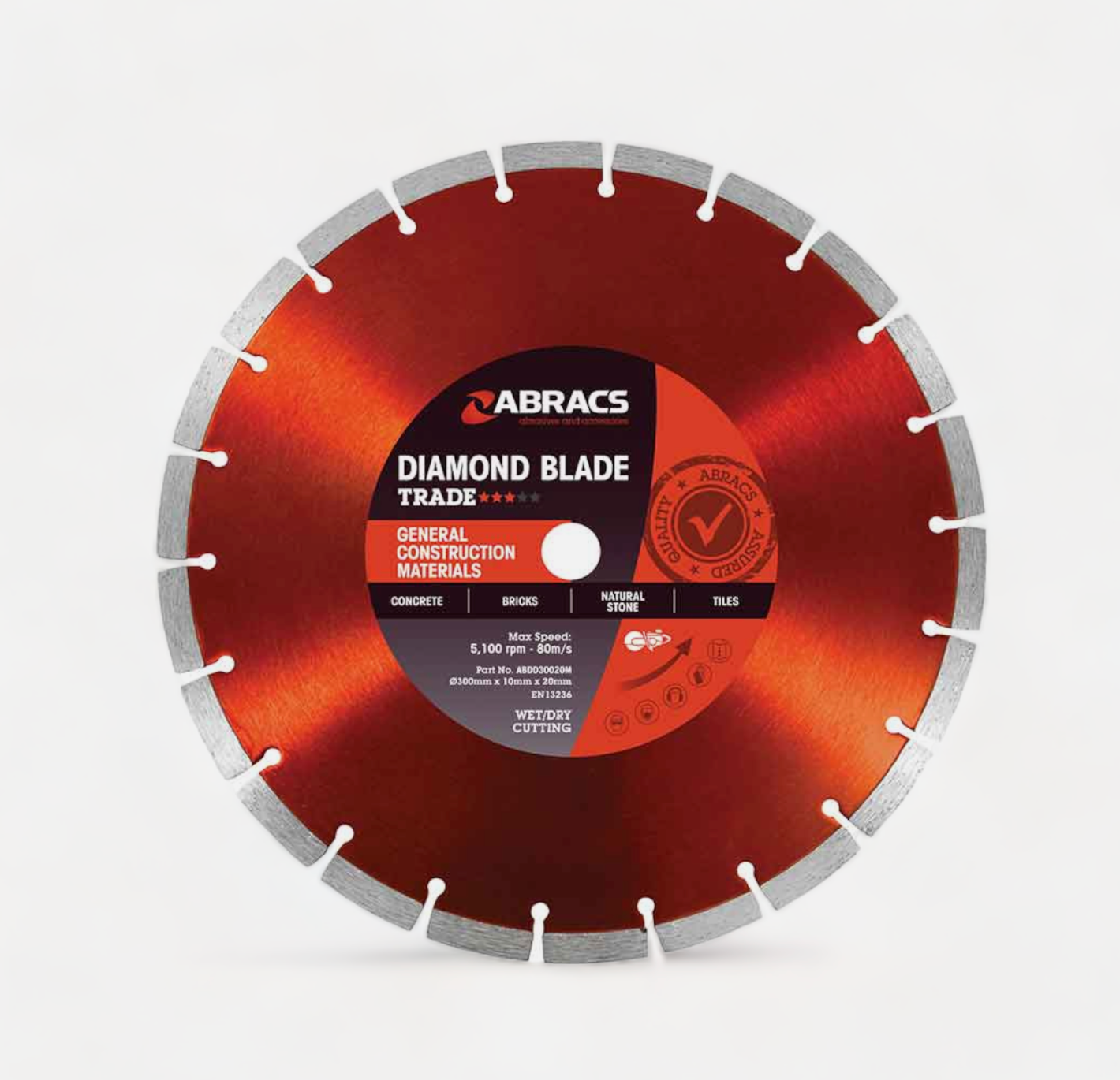 Abracs Diamond Cutting Discs – 115mm, 125mm, 230mm & 300mm | Angle Grinder Blades for Masonry & Stone