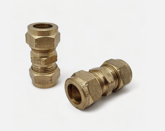 Brass Compression Pipe Fittings – Tube Couplings with Olives | Brass Tube Couplings (With Olives)