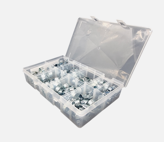 110Pcs Assorted Box of Mini Hose Clips 7 - 17mm Clamps Jubilee Hose Clip Clamp