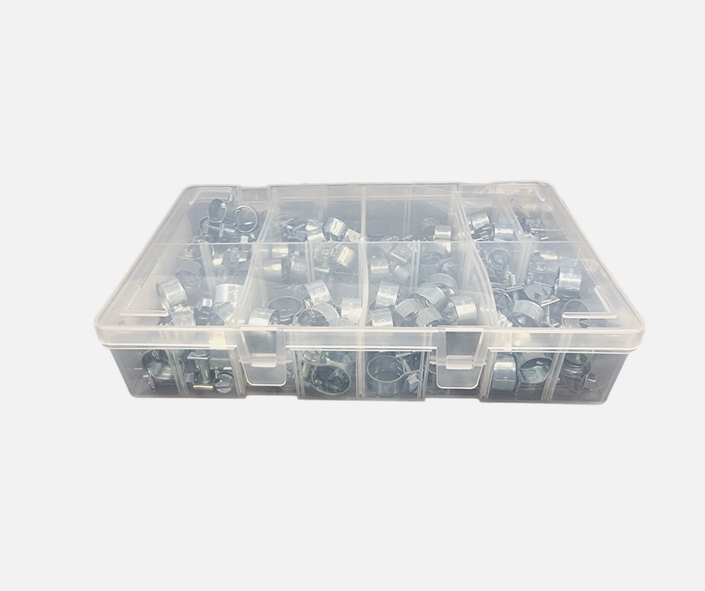 110Pcs Assorted Box of Mini Hose Clips 7 - 17mm Clamps Jubilee Hose Clip Clamp