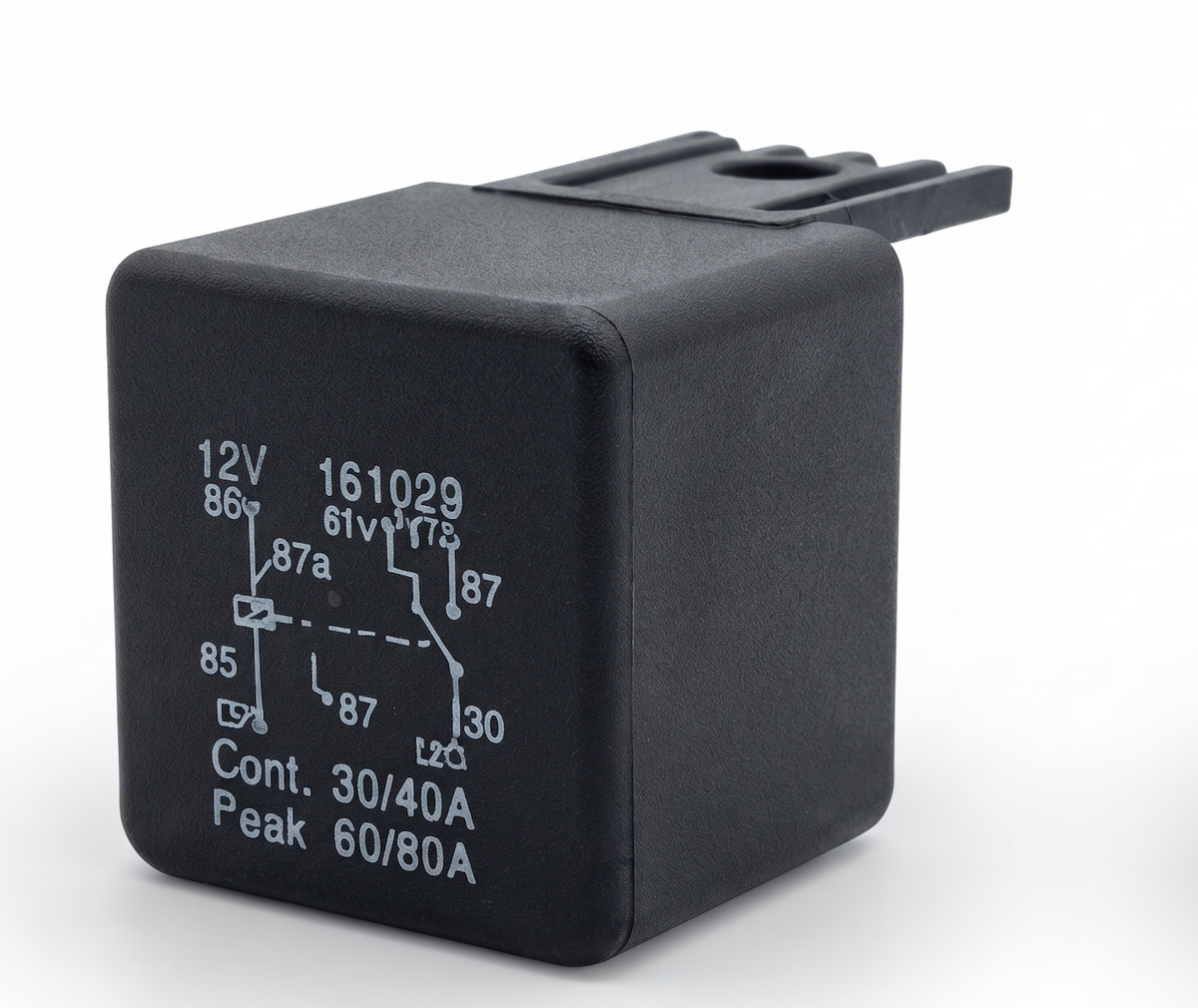 5 Pin Automotive Relay - 12V 40A, Changeover, With Moulded Bracket