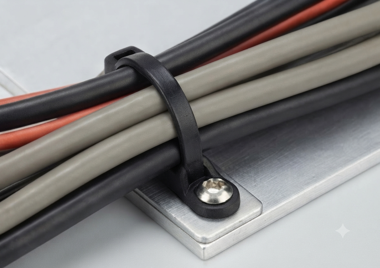 Screw Mount Cable Ties – Mounting Hole, Nylon 66 (M3–M6)