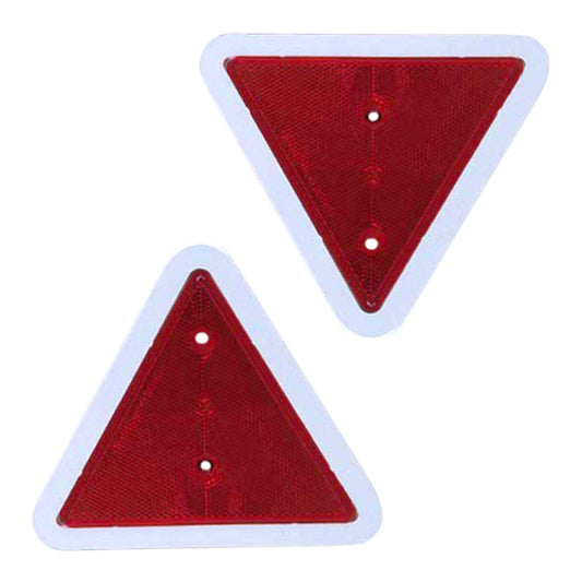 2x Red Triangular Trailer Reflectors 152mm – Caravan Horse Box Cargo | Road Legal Pair