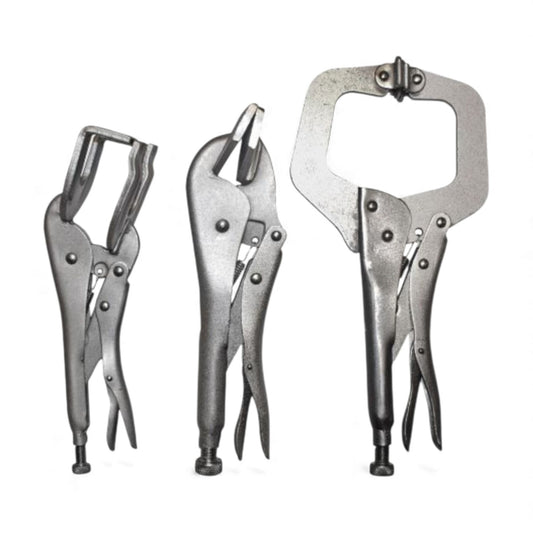 3 Piece Metal Welding C Clamp Set – Locking Mole Grips & Pliers | Drop Forged