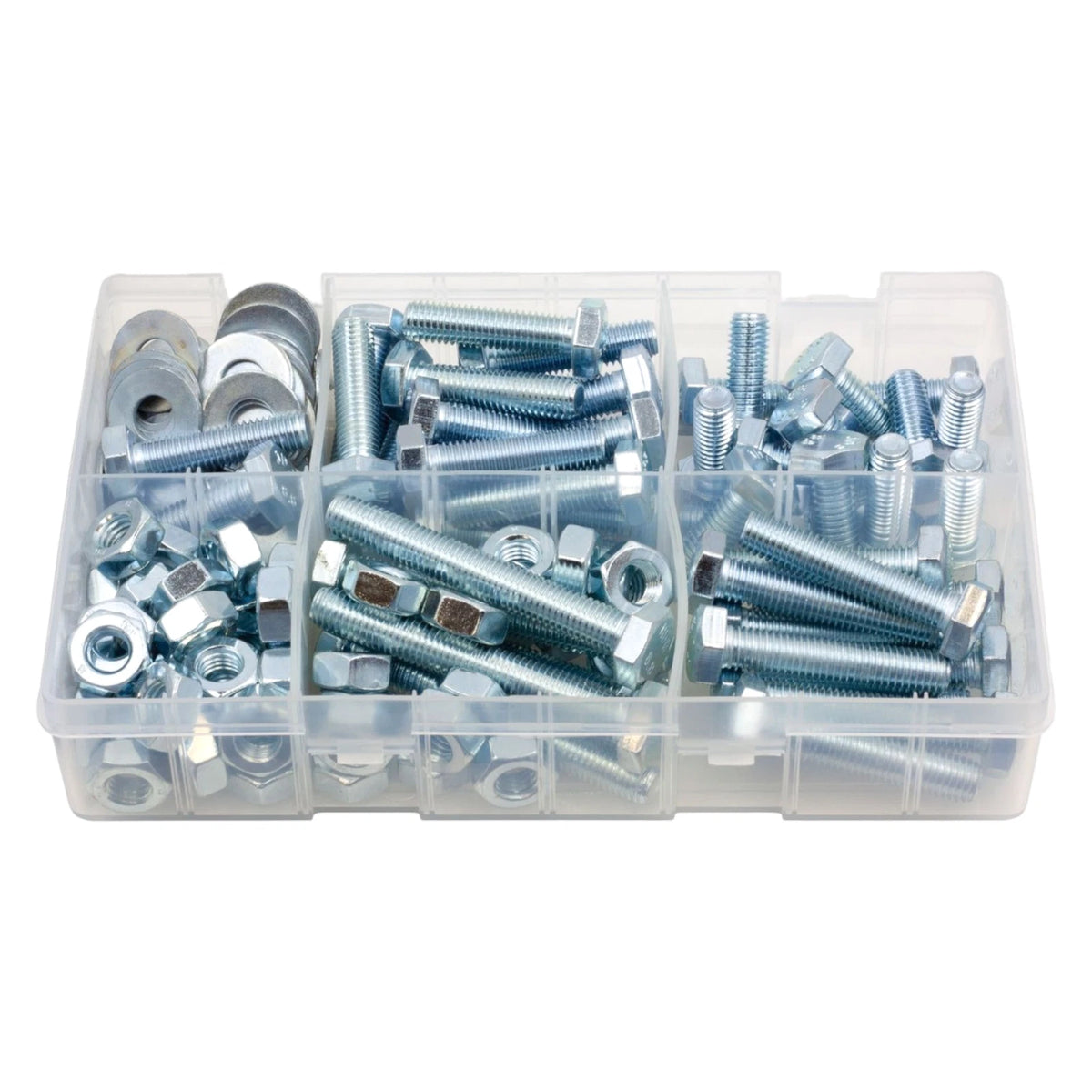 150pc M10 Hardware Assorted Box - Setscrews, Nuts & Washers