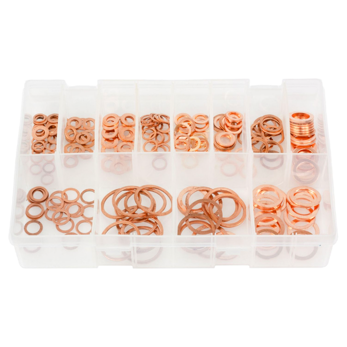 220pc Assorted Copper Sealing Washers Box - 12 Sizes, BSP & Imperial