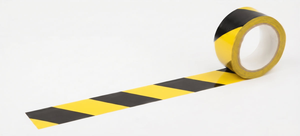 Black & Yellow Barrier Tape – Non-Adhesive Hazard Warning Tape (500m)