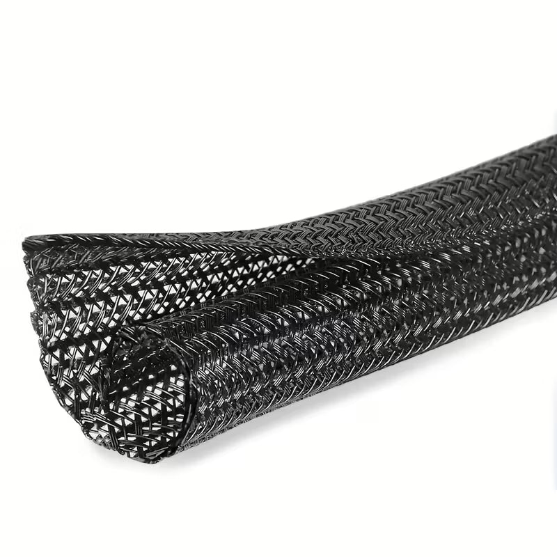 Expandable Braided Sleeving – Black Polyester Wire Protection