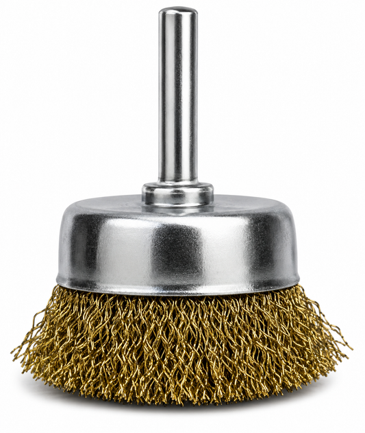Spindle Cup Wire Brush — Drill Mounted, 6mm Shank, 50/75mm
