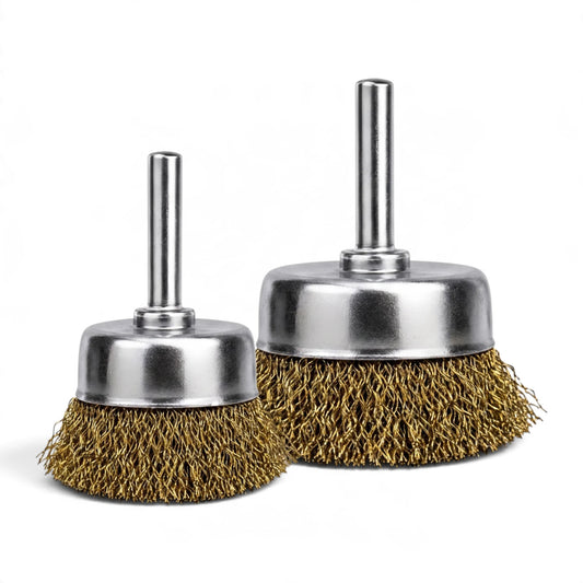 Spindle Cup Wire Brush - Drill Mounted, 6mm Shank, 50/75mm
