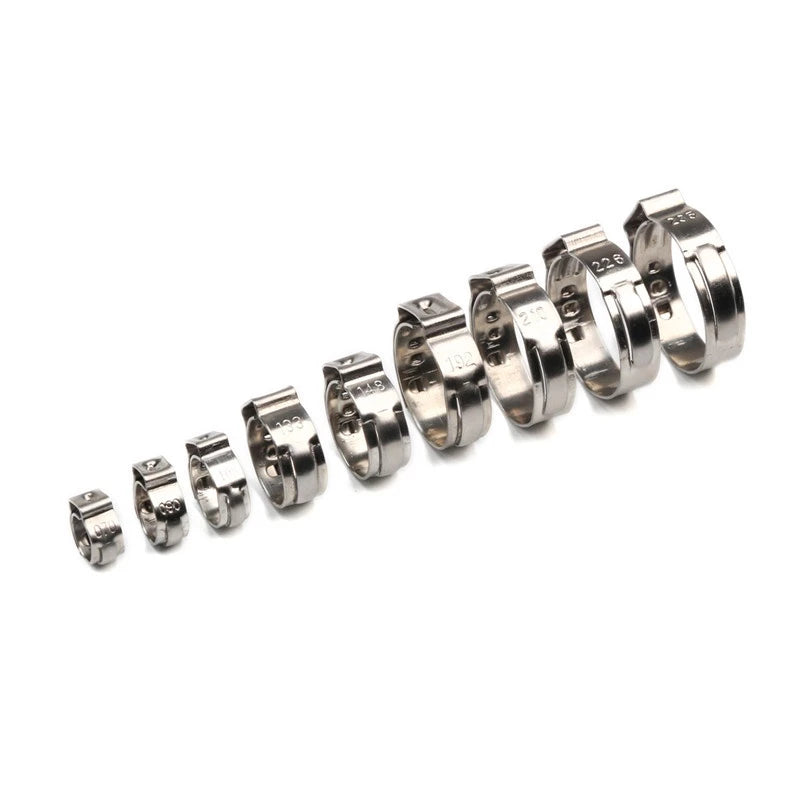 75pcs Assorted Box of Stainless Steel Mini Hose Clips - 7-17mm