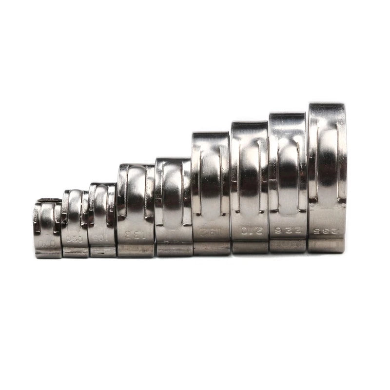 75pcs Assorted Box of Stainless Steel Mini Hose Clips - 7-17mm